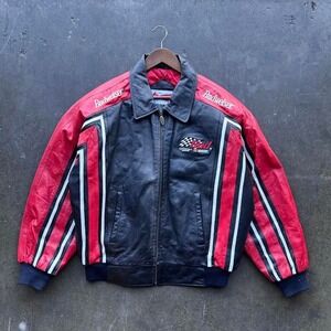 Vintage Budweiser Leather NASCAR jacket Size Large
